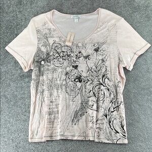 NWT Dressbarn Short Sleeve Shirt Top Blouse Pink Womens Plus Size 1X Floral